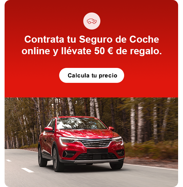 Contrata tu Seguro de Coche online y llvate 50  de regalo. Calcula tu precio.